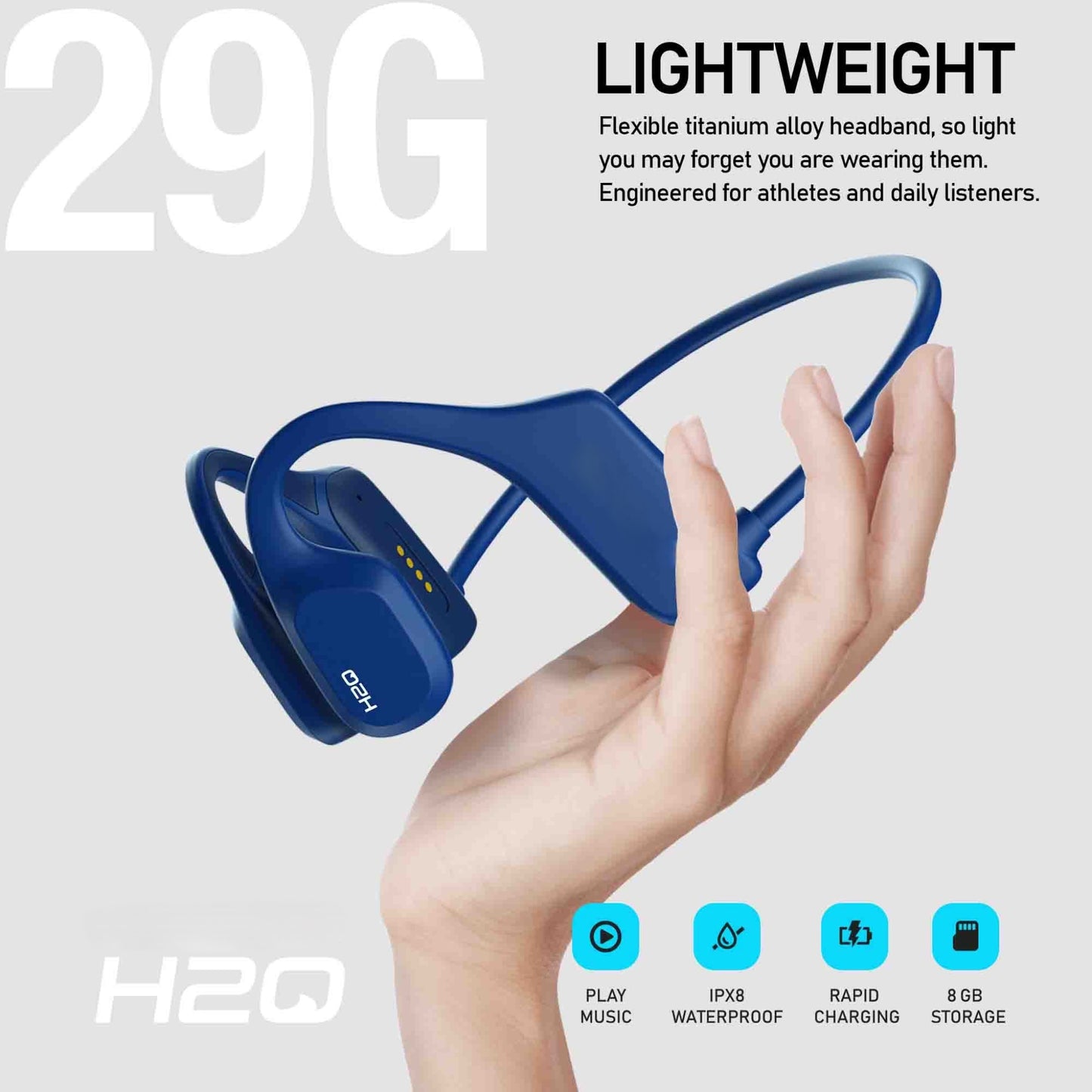Fitlybone H2O GenX2 Wireless Earbuds For Swimmers- 8GB Inbuilt Music Player