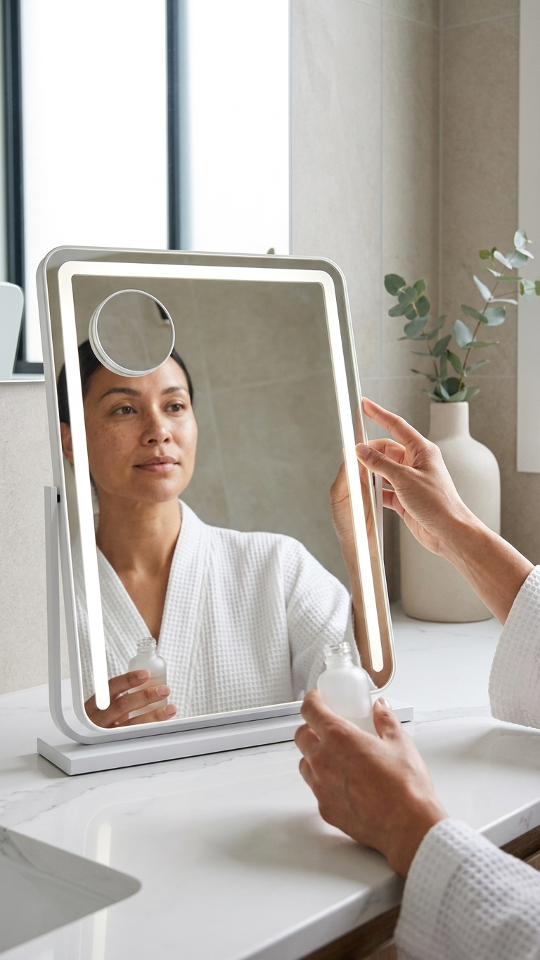 Sheesha LED Makeup Mirror - 10X Magnification, Touch Control
