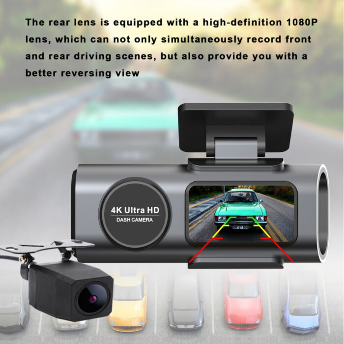 TrailVision 4K Wifi Dual Front And Rear Dash Cam With 64GB Memory Card