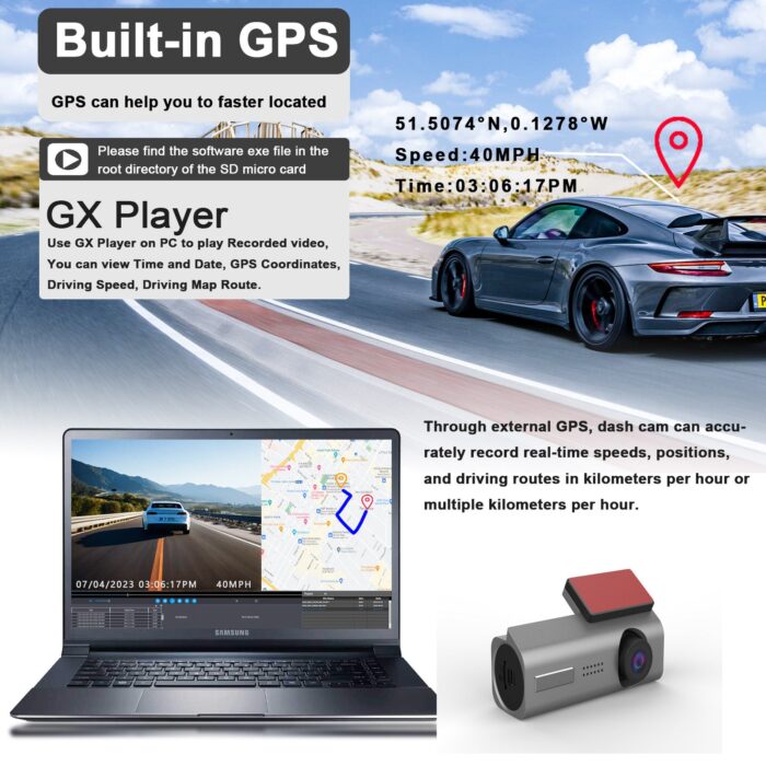 TrailVision 4K Wifi Dual Front And Rear Dash Cam With 64GB Memory Card