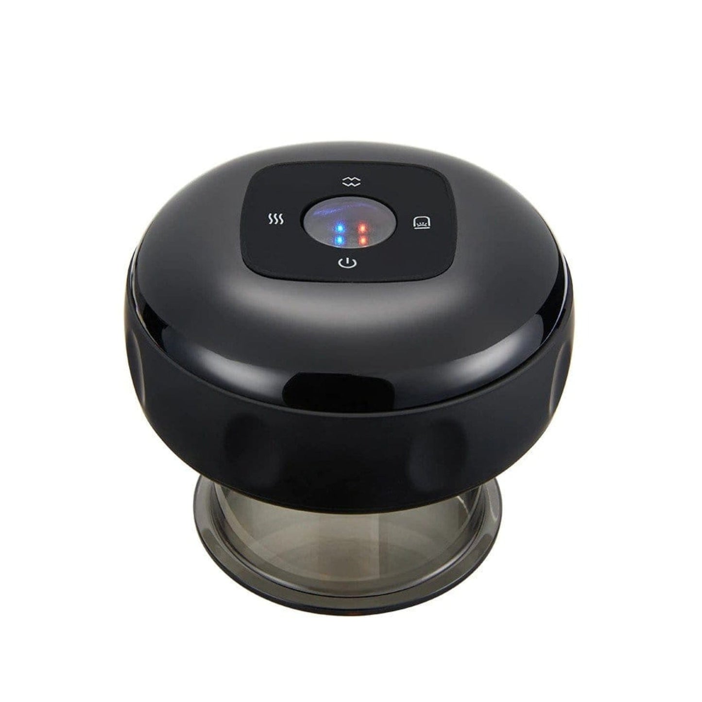 Fitlybuy black electric vacuum cupping massager with digital touch control panel and transparent suction base.