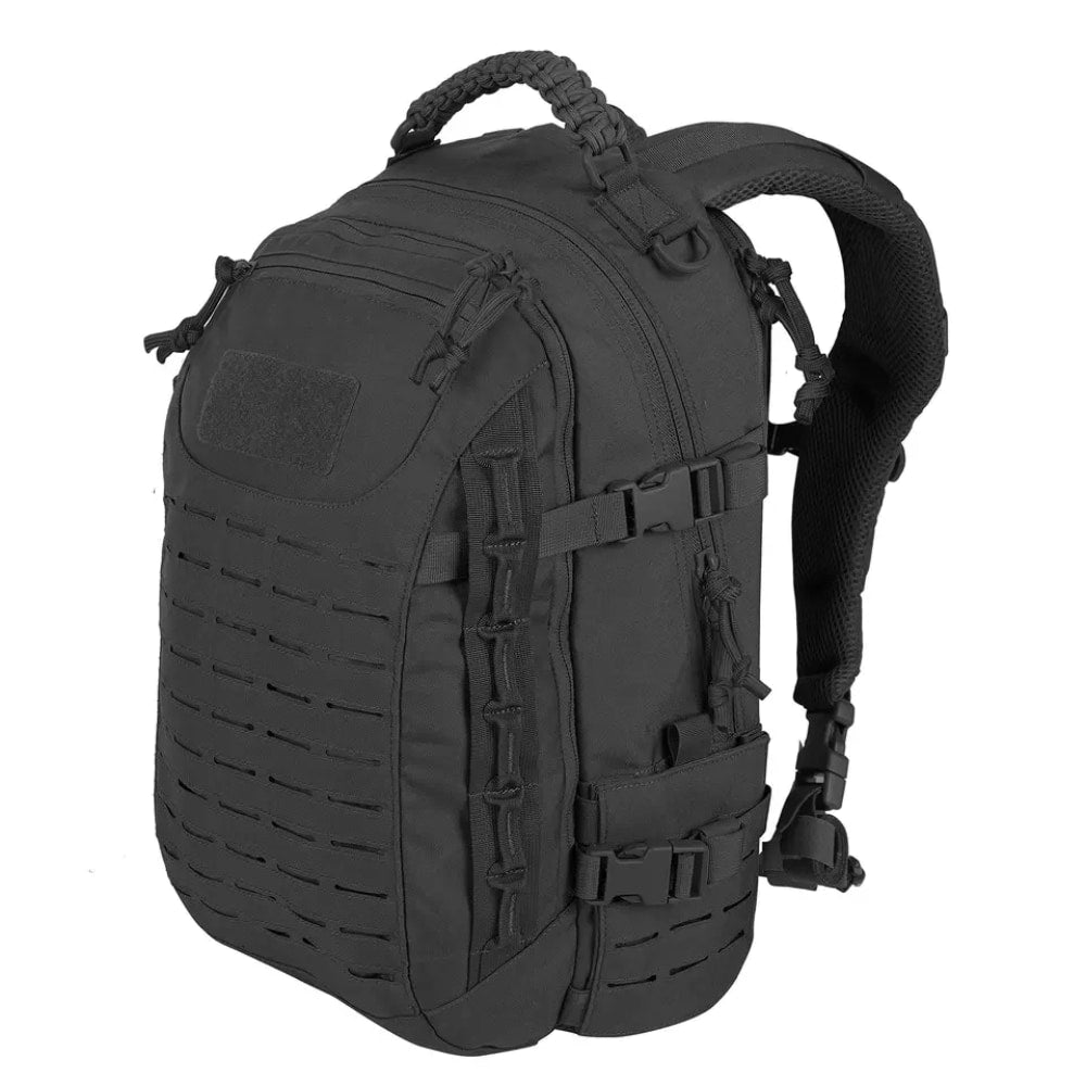 Black Fitlybuy Commando 30L tactical backpack with MOLLE webbing, paracord handle, and durable weather-resistant fabric.