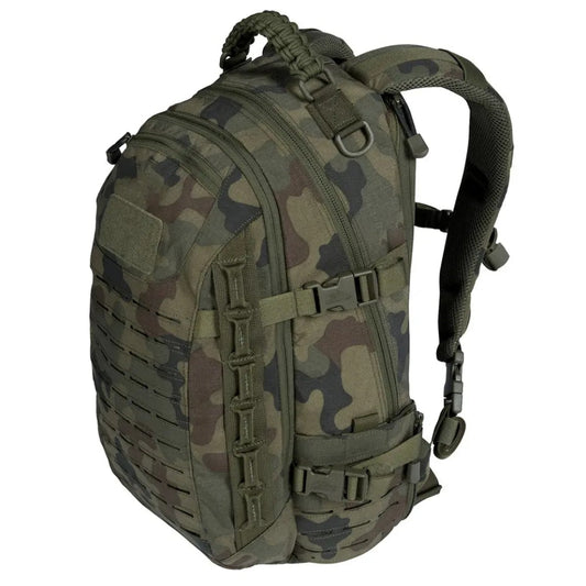 Fitlybuy 30L tactical camo backpack with MOLLE webbing, durable weather-resistant fabric, and paracord handle.