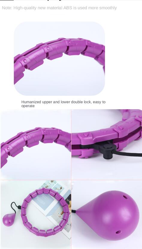 Purple Fitlybuy smart hula hoop with adjustable locking links, weighted gravity ball, and sleek ABS plastic design.