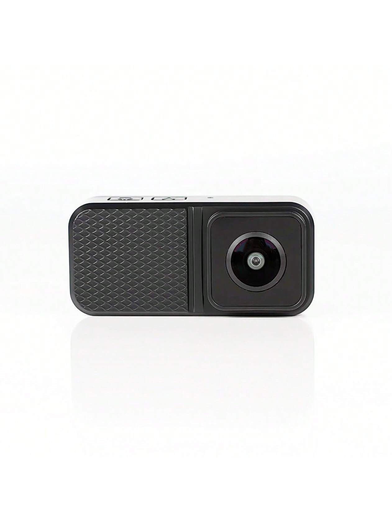 Black Fitlybuy portable pet camera with a wide-angle lens, textured front panel, and 1080p HD video capability.