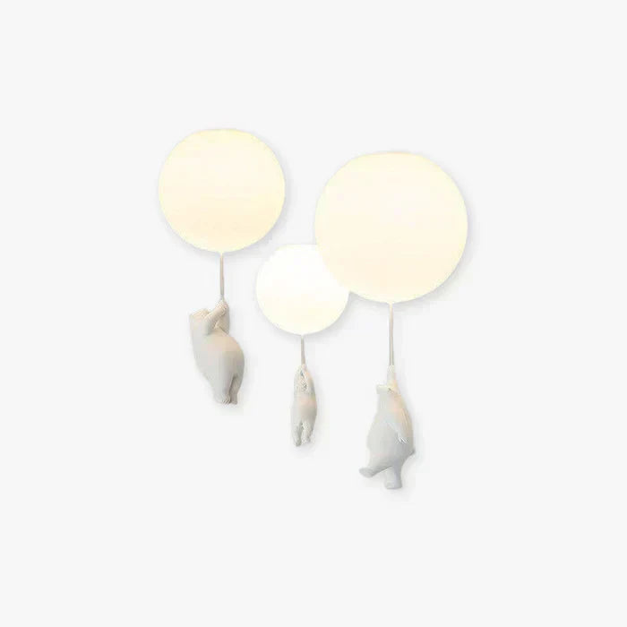 Fitlybuy CloudBear kids' ceiling light: Three white bear figures holding illuminated LED balloon pendant lights.