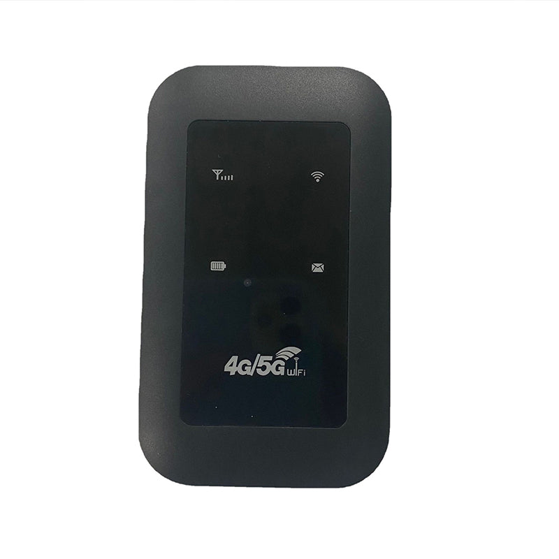 Black Fitlybuy WiFi Pro portable booster with 4G/5G LED status icons on a glossy front screen against white background.