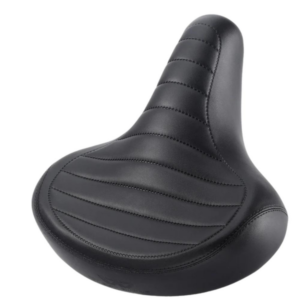 Fitlybuy black ergonomic bike saddle with horizontal stitching, anti-shock, waterproof design for road or mountain bikes.