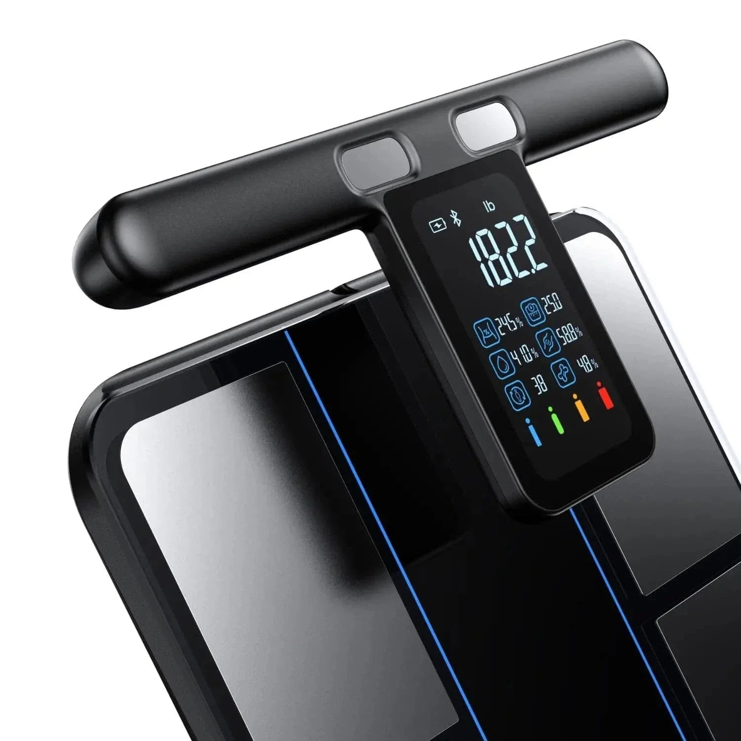 Fitlybuy MorphoScan black smart body scale with a digital display handle and precision measurement sensors.
