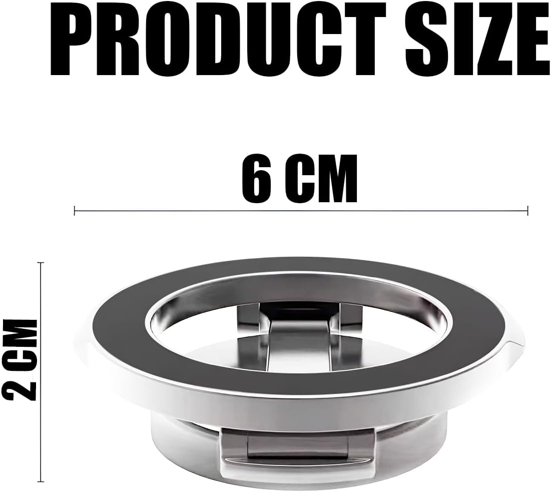 Fitlybuy foldable magnetic car phone holder, silver/black, 6cm wide, 2cm high dimensions shown on white background.