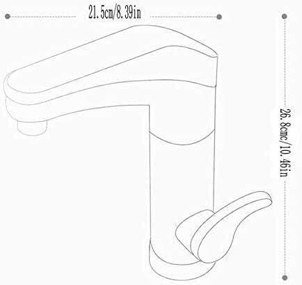 Line drawing of Fitlybuy electric hot water tap with dimensions 21.5cm wide by 26.8cm high.