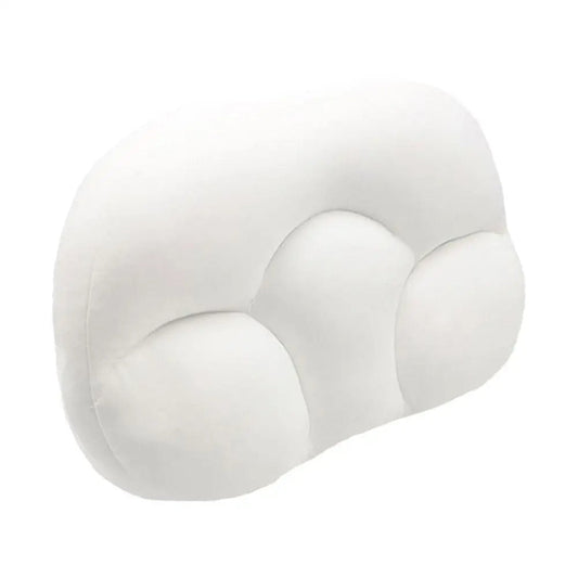 White Fitlybuy 3D cloud neck sleep pillow with an ergonomic, adaptive foam design for cervical support on a white background.