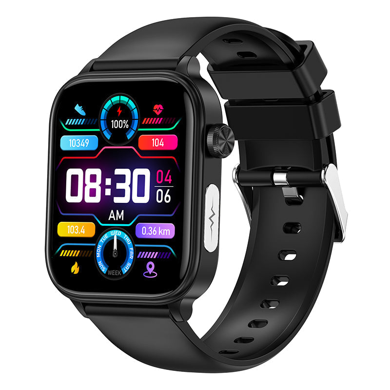 Black Kexi-Life Pro 6 smartwatch with a digital display showing health metrics, ECG, and blood glucose data.