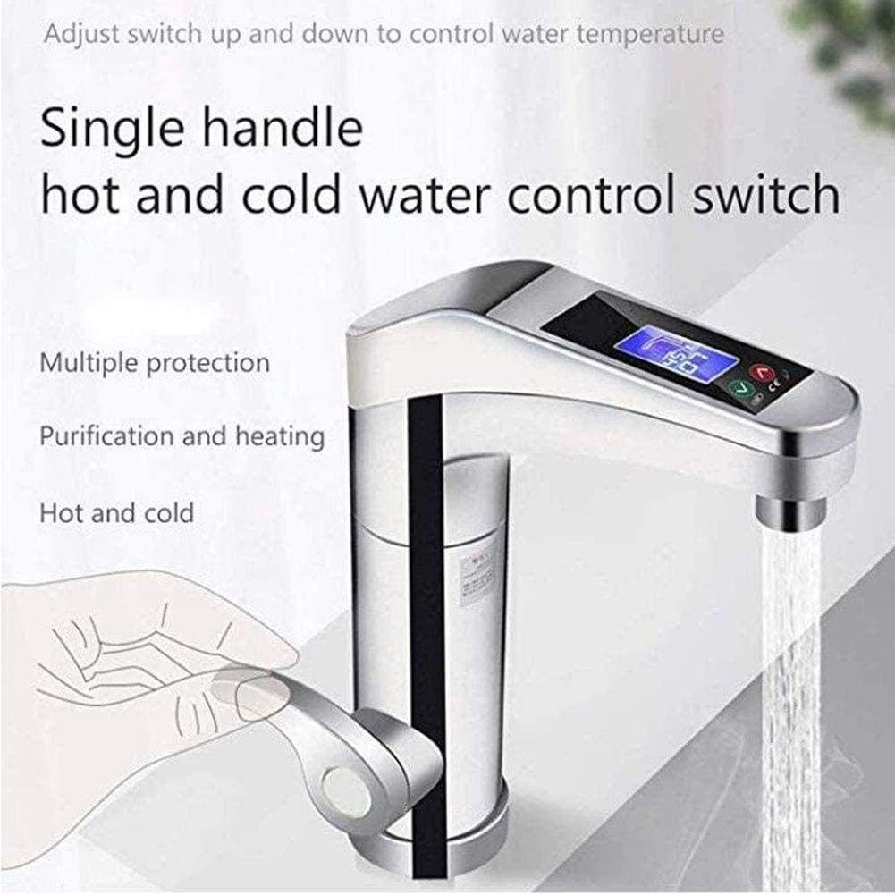 Fitlybuy silver electric instant hot water tap with LED digital display, single handle, and integrated heating system.