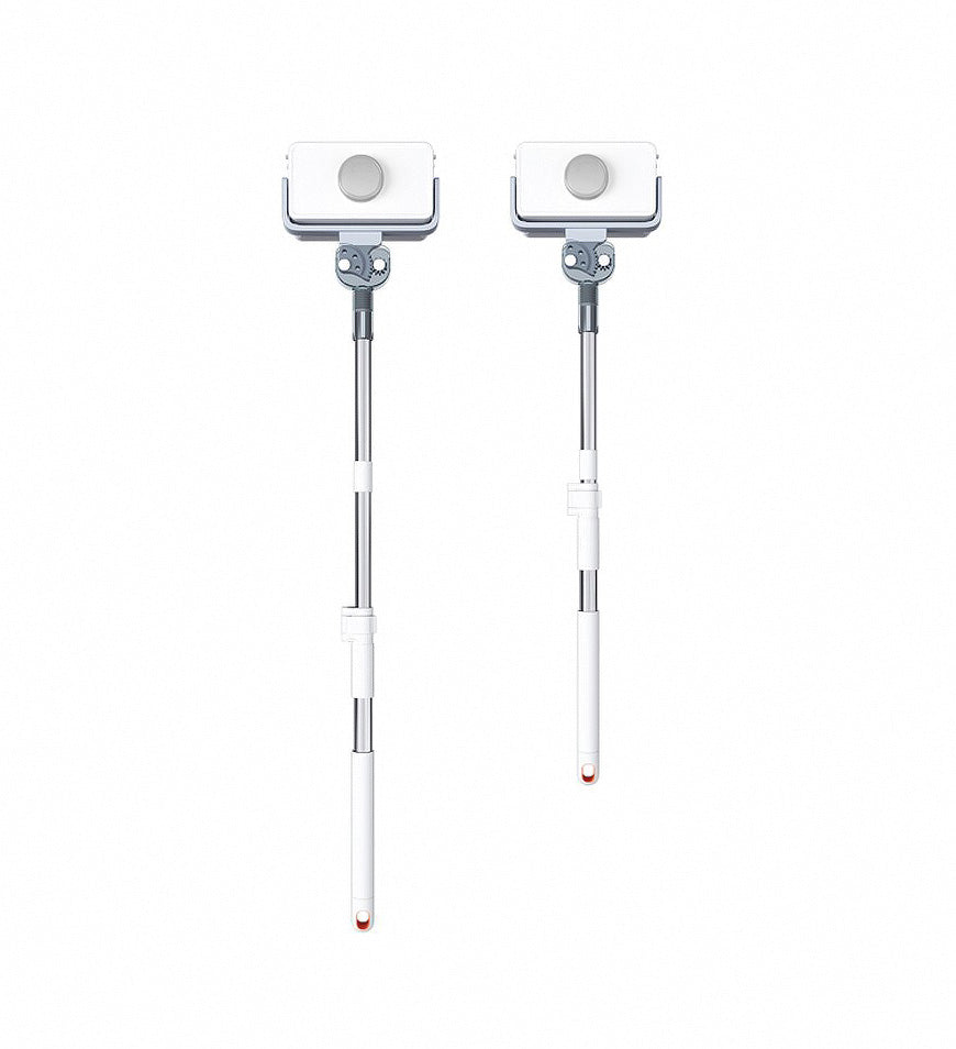 Fitlybuy MagnaSweep: Two white/silver magnetic window cleaners with extendable telescopic handles on a white background.