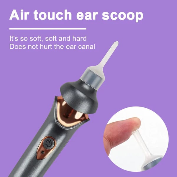 Fitlybuy painless ear wax removal kit with a charcoal grey, gold-accented handle and soft, flexible silicone tip.