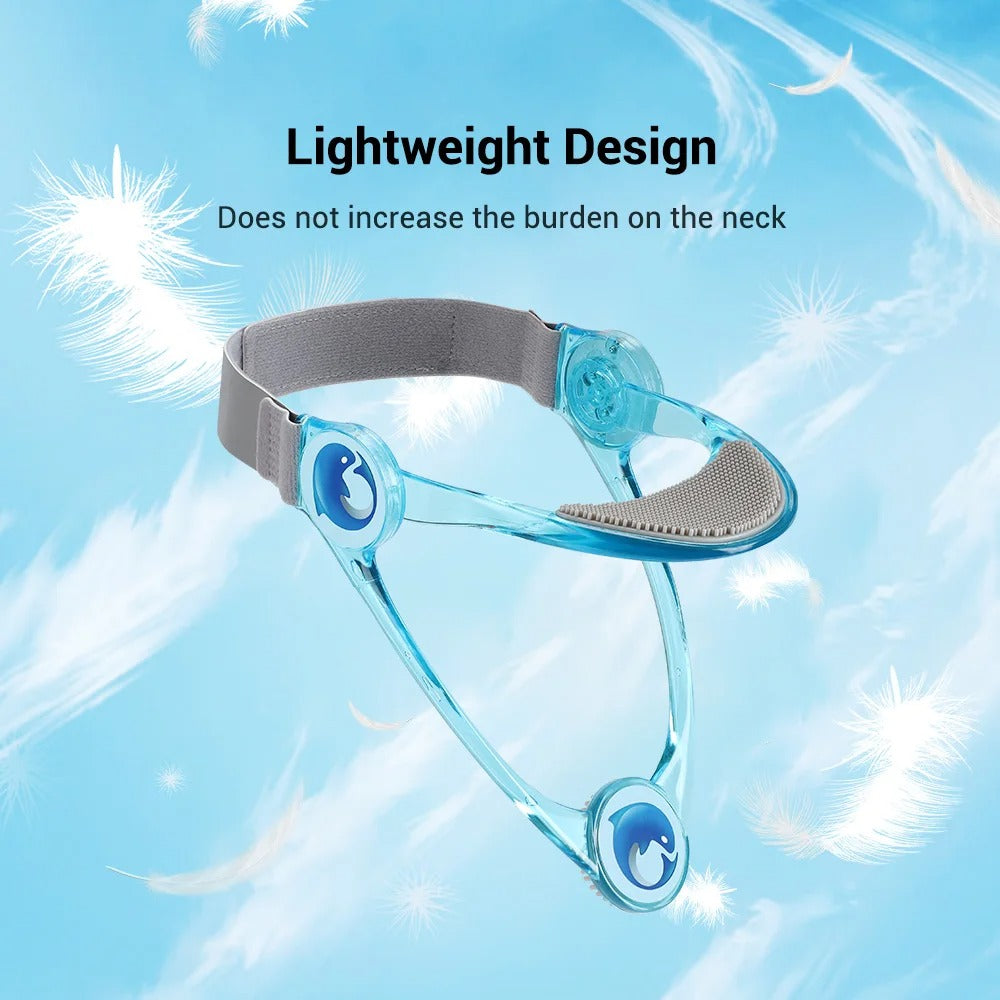 Blue Fitlybuy adjustable folding neck brace with a lightweight ergonomic frame and grey comfort padding.