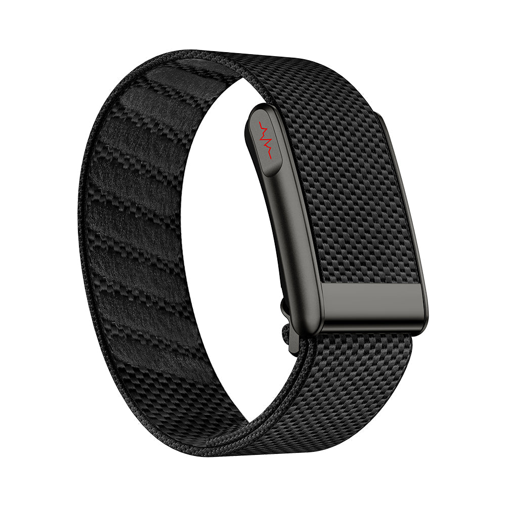 Black Fitlybuy Kexi-Life health bracelet with a textured strap and an ECG monitoring sensor icon on the clasp.