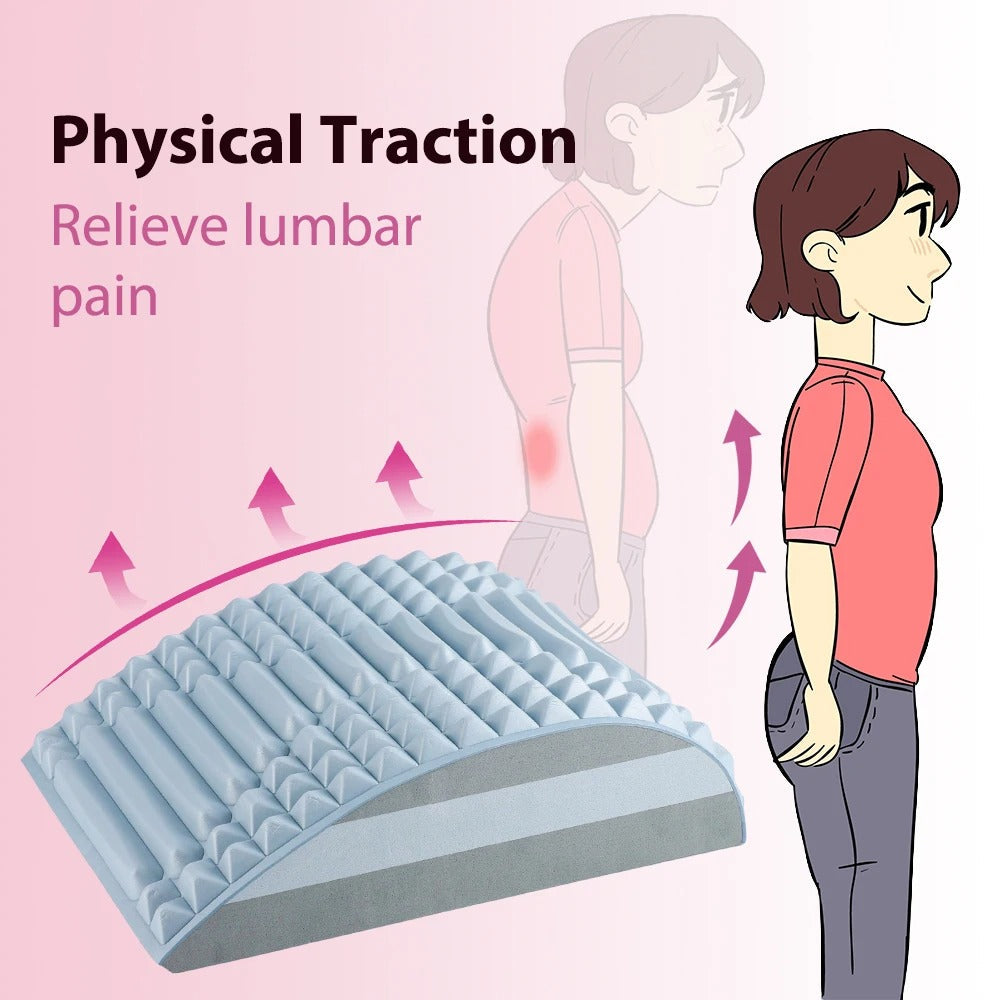 Fitlybuy blue arched back stretcher with textured massage nodes to provide ergonomic lumbar support and pain relief.