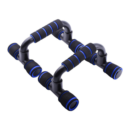 Fitlybuy non-slip push-up stands in black with blue foam grips for ergonomic support and stability.