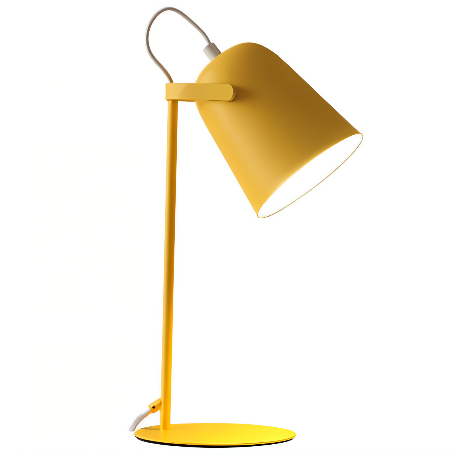Fitlybuy yellow Nordic adjustable desk lamp with a conical shade, circular base, and modern minimalist design.