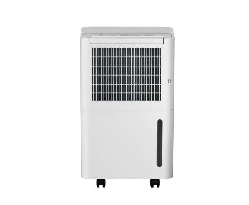 White Fitlybuy 2-in-1 portable dehumidifier and air purifier with a front vent, control panel, and water level window.