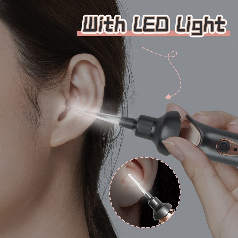 Fitlybuy painless ear wax removal kit with LED light being used to clean a person’s ear canal.