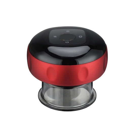 Fitlybuy electric vacuum cupping massager in red and black with a clear suction cup and digital control panel.