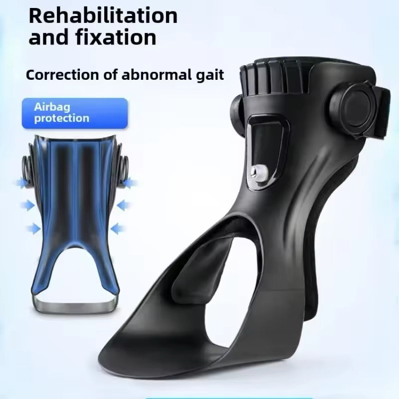Black Fitlybuy foot drop orthosis brace featuring an adjustable airbag cushion for gait correction and ankle support.