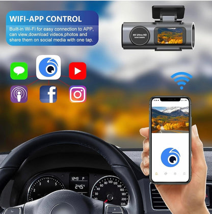 TrailVision 4K Wifi Dual Front And Rear Dash Cam With 64GB Memory Card