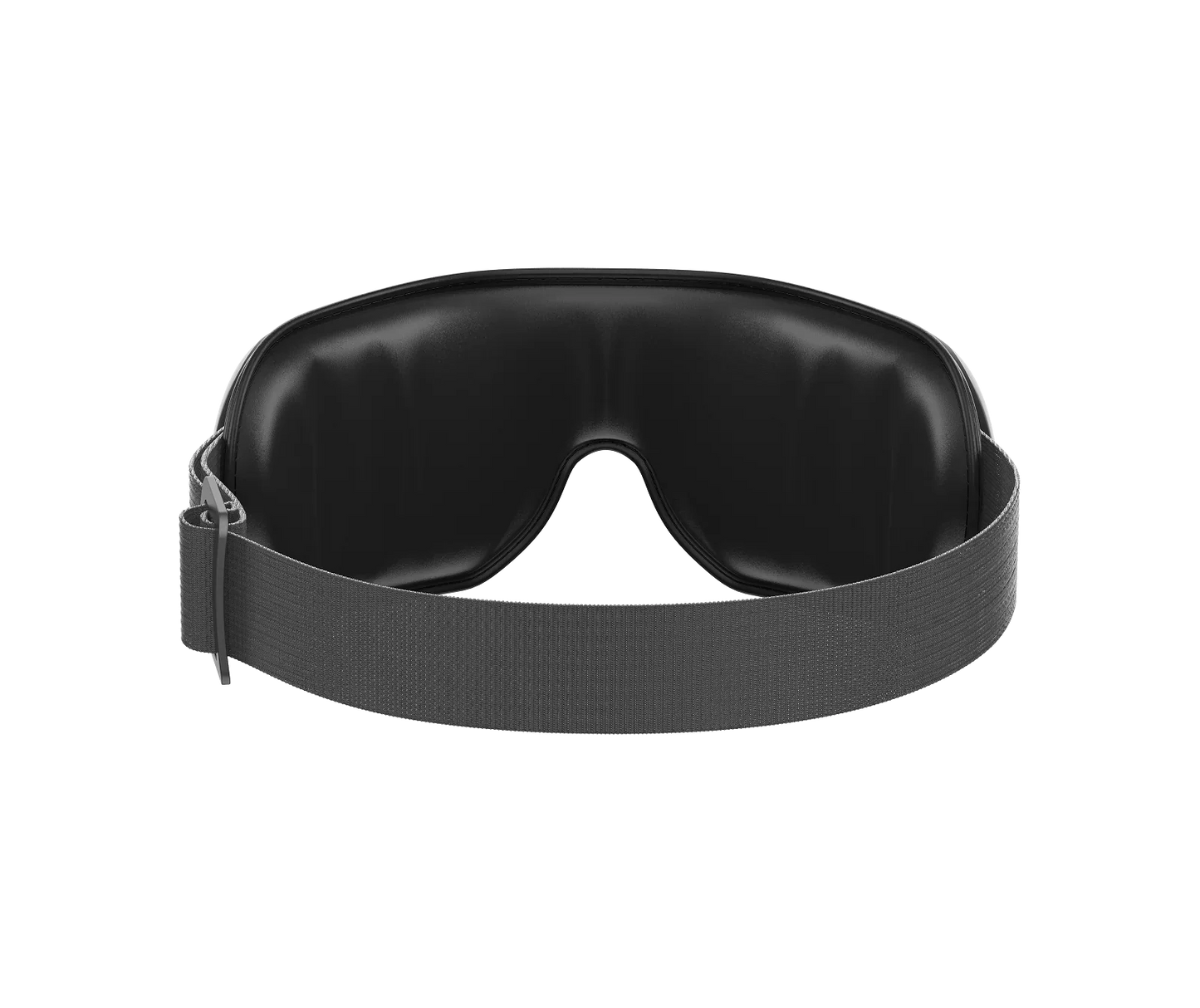 Black Fitlybuy Eyeris 3 eye massager showing the smooth interior padding and adjustable strap against a black background.