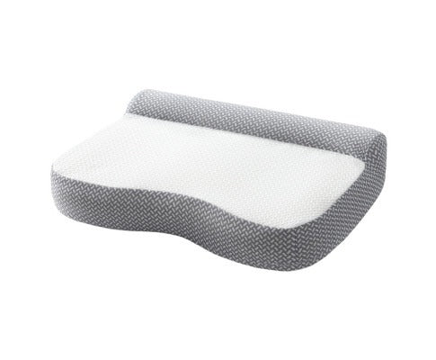 Fitlybuy Giselle memory foam contour pillow with white top surface and grey textured sides against a white background.