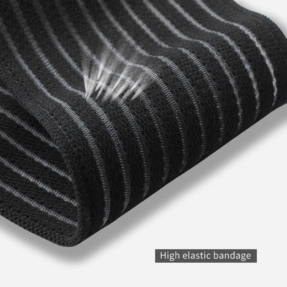 Black Fitlybuy high-elasticity compression bandage with breathable mesh texture for joint support.