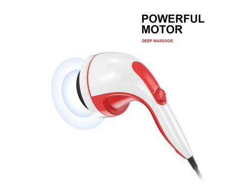 Fitlybuy red and white handheld PulseWave massager with a dial for intensity, featuring powerful deep massage vibration.