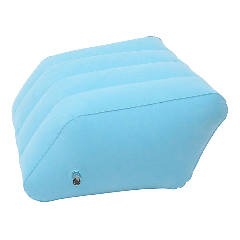 Fitlybuy light blue inflatable leg pillow with ComfortAir support design and a visible valve on a white background.
