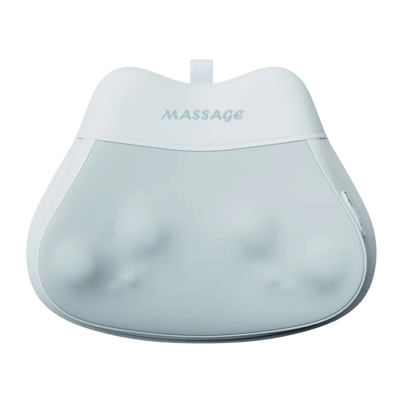 White Fitlybuy heated Shiatsu massage pillow for neck and back with ergonomic design and visible massage nodes.