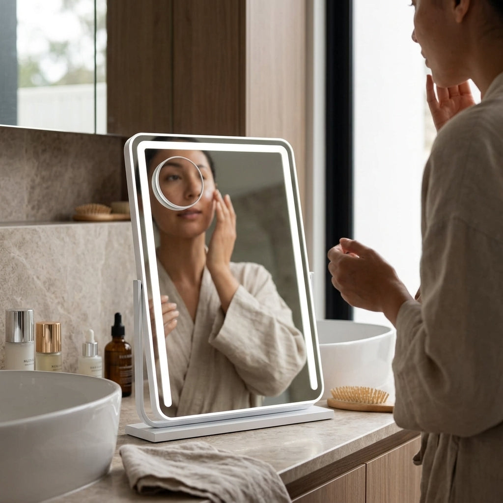 Sheesha LED Makeup Mirror - 10X Magnification, Touch Control