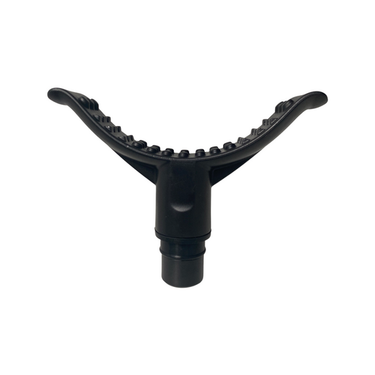 Black Y-shaped massage gun replacement head with a textured surface for Fitlybuy FlexiTech ergonomic massagers.