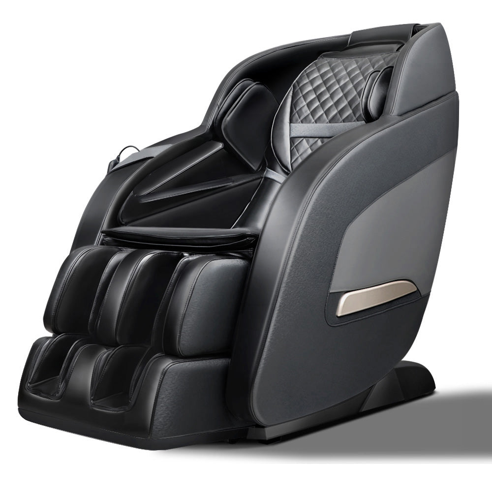 Black Fitlybuy zero gravity massage chair with quilted backrest, full-body coverage, and modern sleek design.