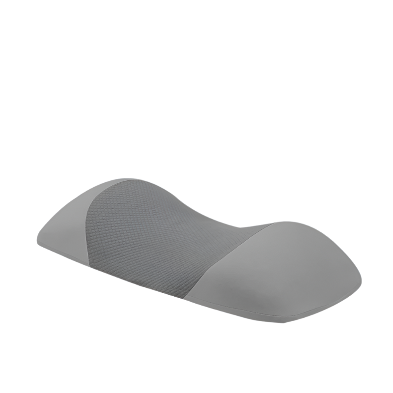 Grey Fitlybuy memory foam lumbar sleep pillow with an ergonomic contoured shape and textured center panel.