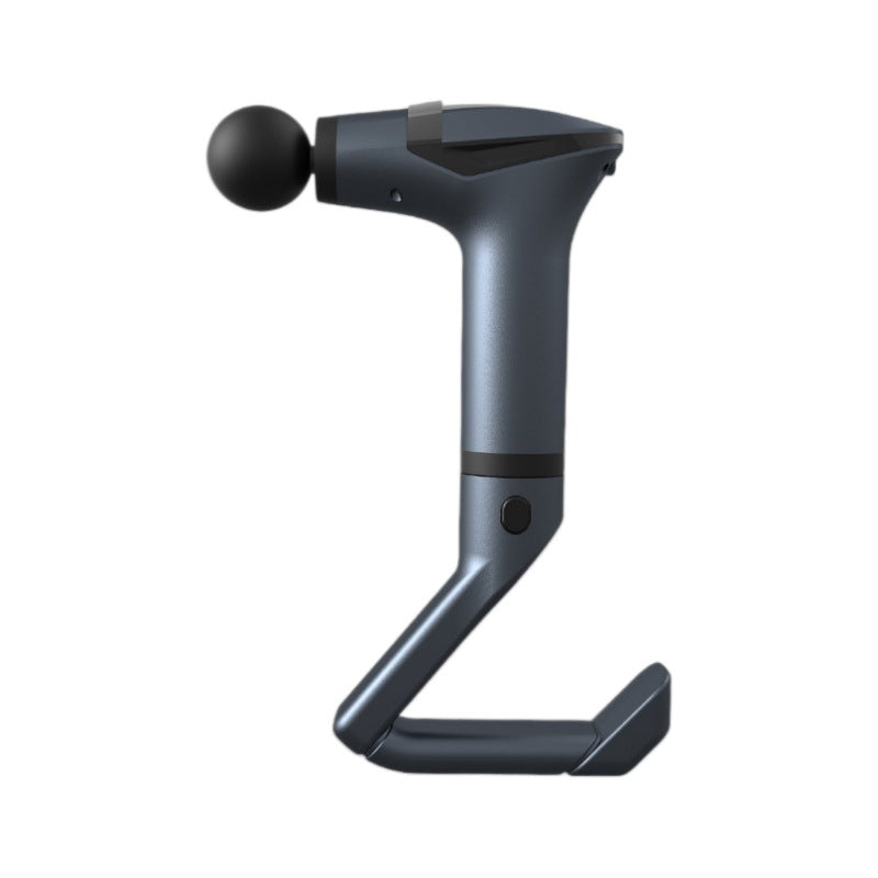 Blue Fitlybuy long-handle massage gun with a spherical head for precision muscle relaxation against a white background.
