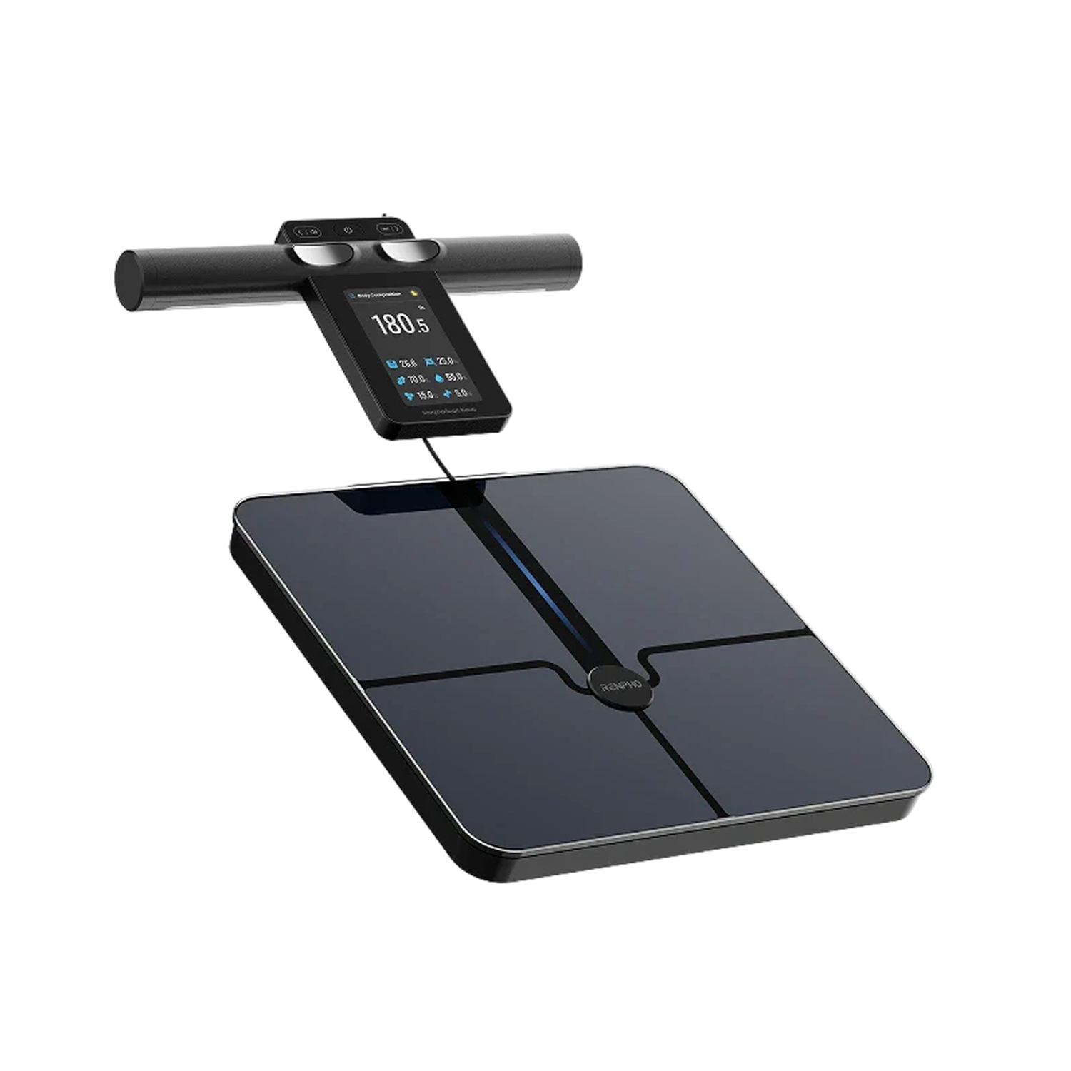 Black Fitlybuy MorphoScan Nova scale with a handheld unit, color digital display, and precision body sensors.