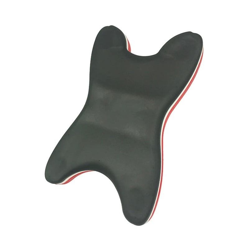 Fitlybuy black and red orthopedic neck stretcher with an ergonomic, contoured traction pillow design on a white background.