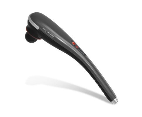 Fitlybuy rechargeable dark grey body hammer massager with deep tissue relief, ergonomic handle, and control buttons.