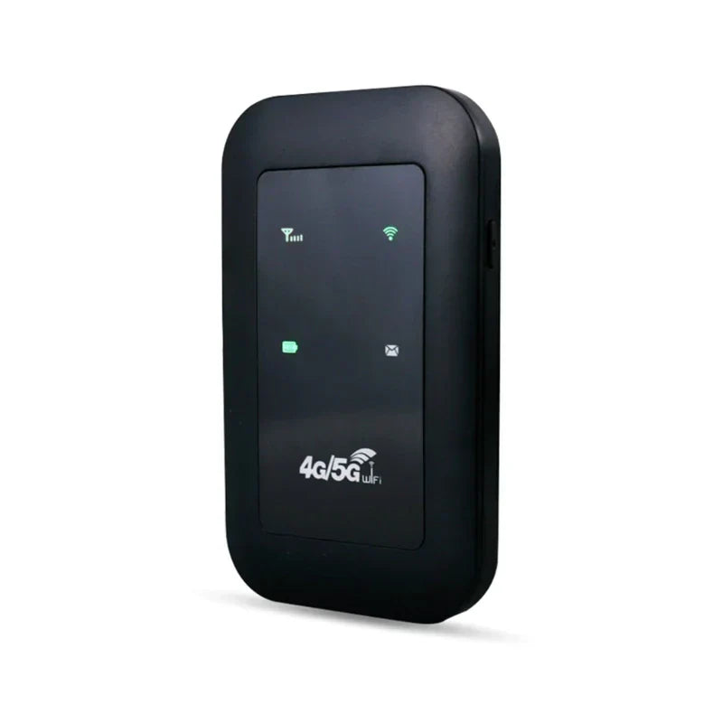 Fitlybuy WiFi Pro: A black, portable 4G/5G WiFi booster with green LED status indicators on a glossy front panel.