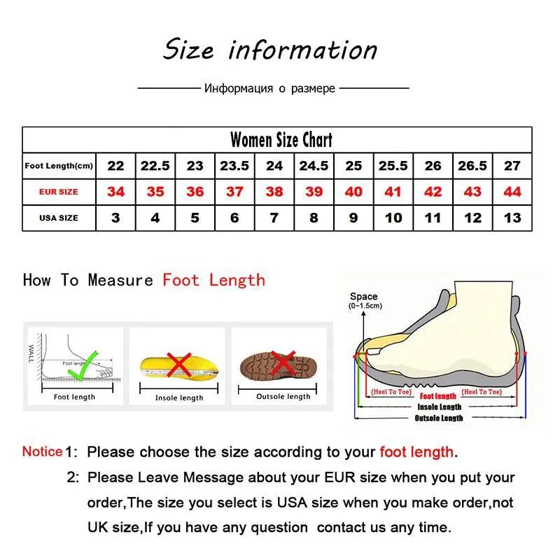 Fitlybuy orthopedic sandal size chart comparing foot length, EUR, and USA sizes with a guide on how to measure feet.