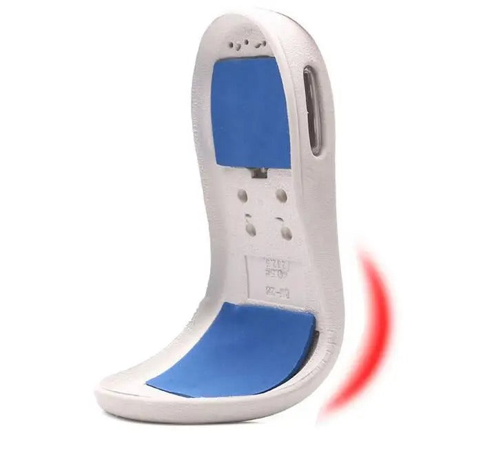 Fitlybuy ComfortStride orthopedic shoe sole with white frame, blue cushioned pads, and a red motion accent.