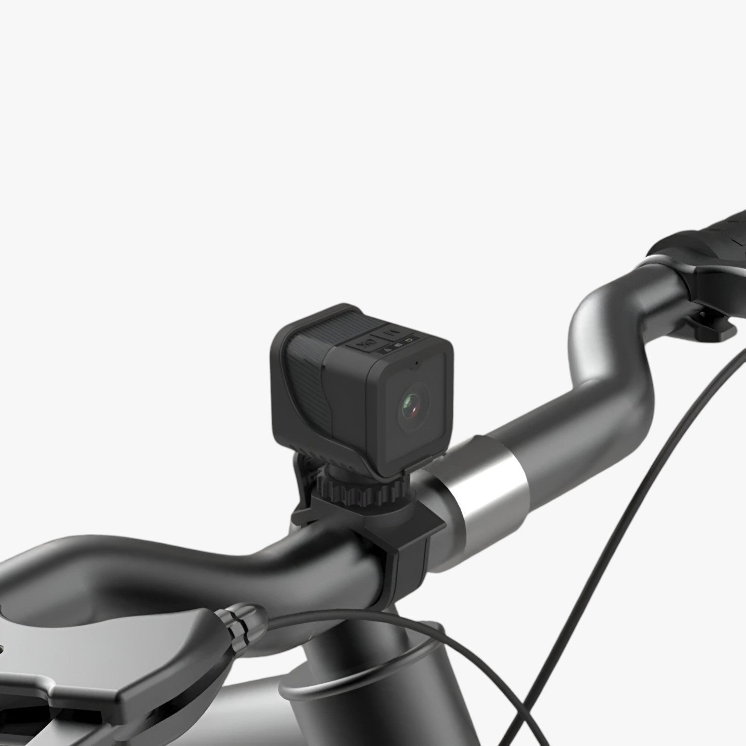 Fitlybuy RevCam 1080P waterproof action camera in matte black mounted on a bicycle handlebar.