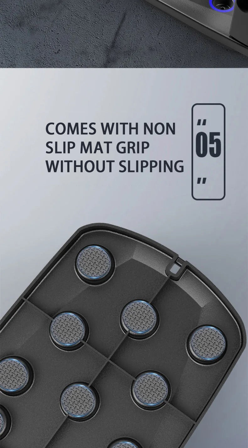 Black Fitlybuy folding push-up board featuring multiple textured, non-slip grip pads for secure exercise workouts.