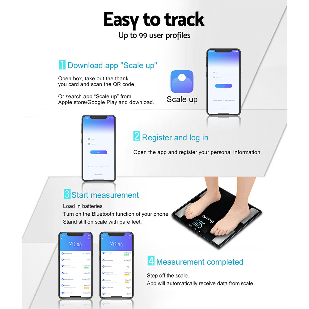 Scalesmart Everfit Smart Scale - 23 Body Metrics, Bluetooth